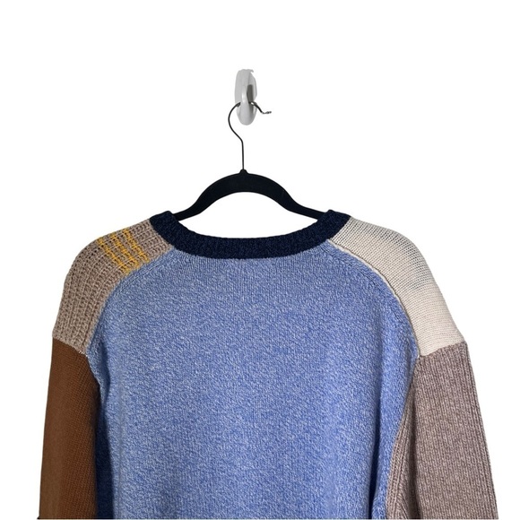 AlexaChung Blue Beige Wool Patchwork Crew Neck Sweater XL - Picture 6 of 9